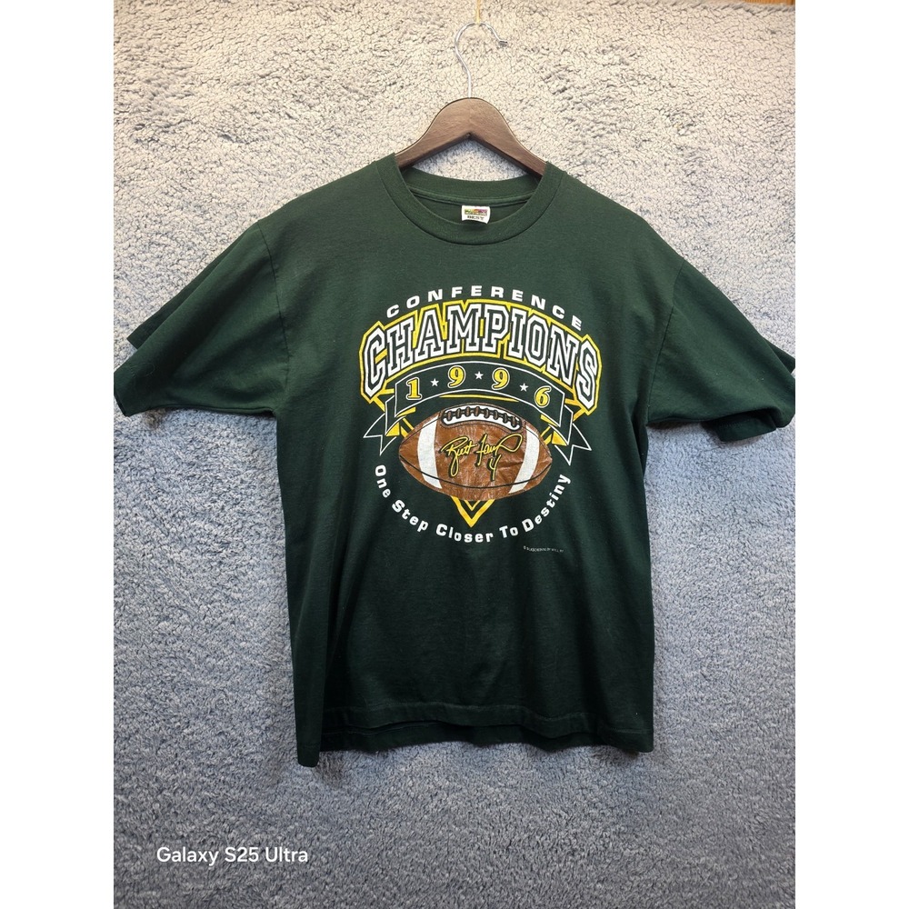 VTG 1996 Green Bay Packers Conference Champions T Shirt Brett Favre #4 Size M/L